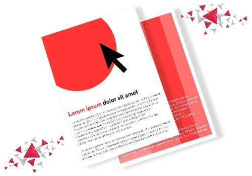 a brochure template with a red circle and an arrow on it.